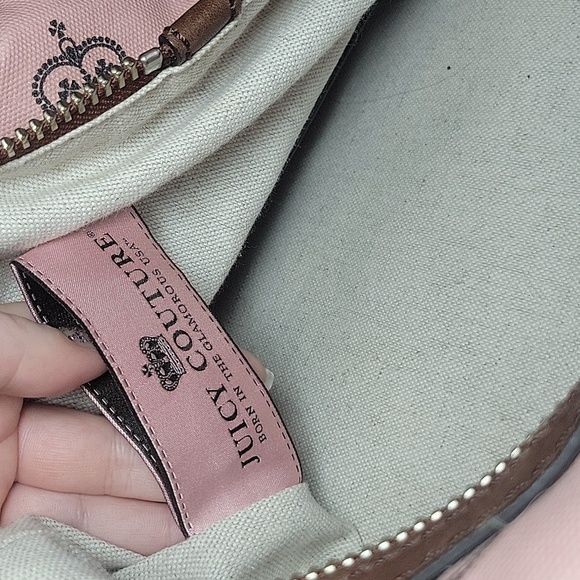 Y2K Vintage Juicy Couture Pink Monogram Brown Leather Duffle Bag Train Case Set - Picture 14 of 16